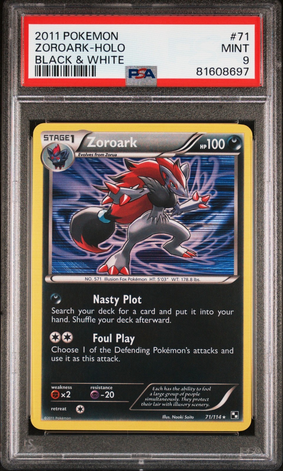 Zoroark Holo 71/114 PSA 9 Mint Black & White 2011 Pokemon