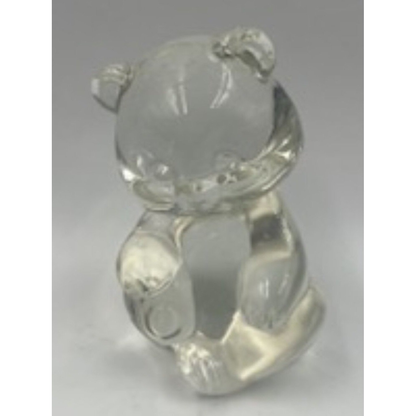 Fenton Art Crystal Clear Glass Sitting Bear Figurine