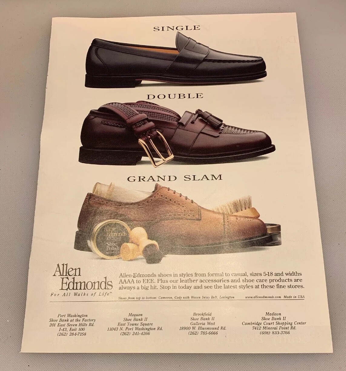 2001 Allen Edmonds Shoes Print Ad Cameron Cody Lexington For All Walks of Life