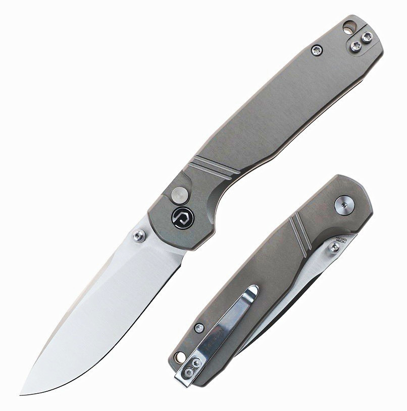 DEFCON Delta Pocketknife Manual Frame Lock Drop Point Plain Edge Clip Silver