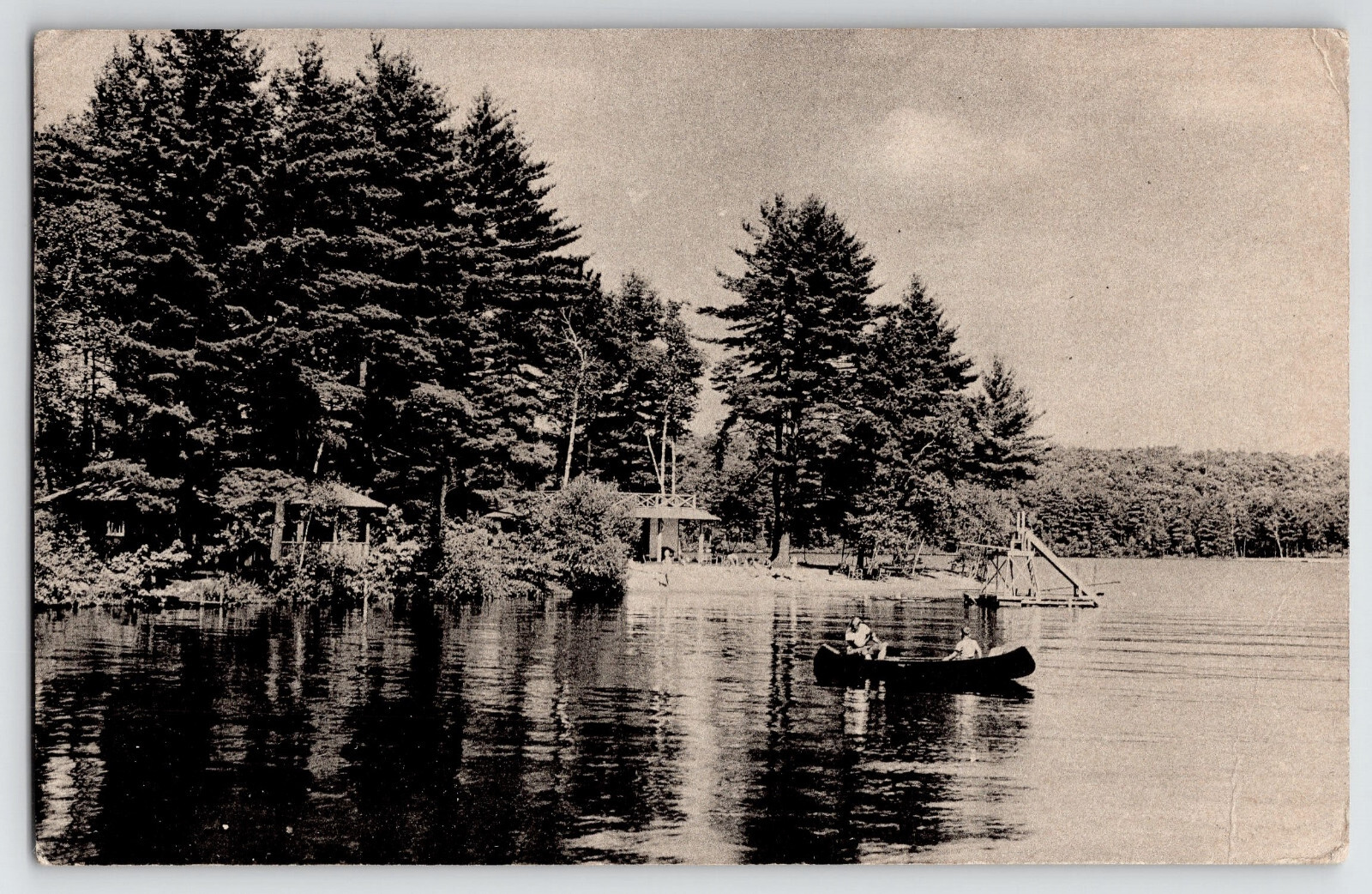 [5i6] Postcard 1953, Bathing Beach At AimHi Lodge North Windham Maine