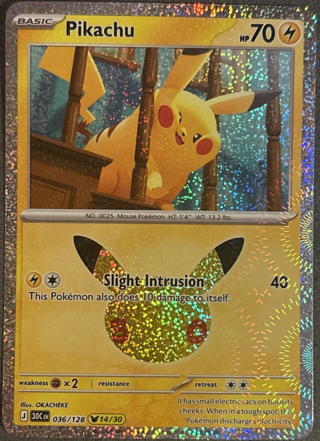 The Pokémon Company Pikachu 036/128 30th Celebration Reverse Holo English HP70