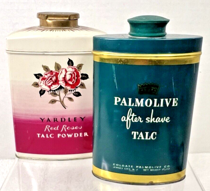 Vintage Yardley Red Roses Palmolive After Shave Talc Tins In Good Shape