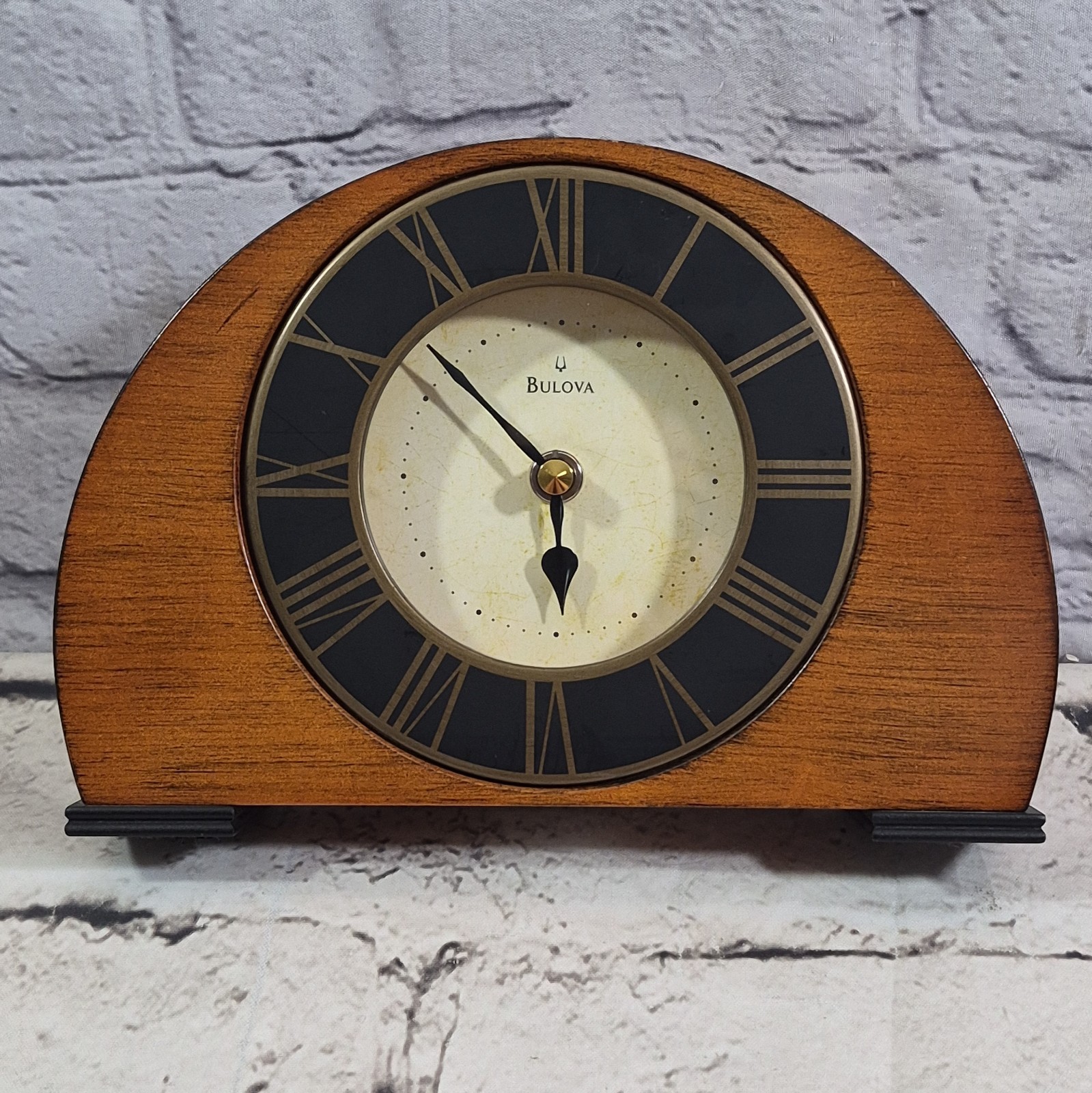 Bulova Tremont Desktop/Mantel Clock B7340 Walnut Finish Retro MCM Mad Men Vibes