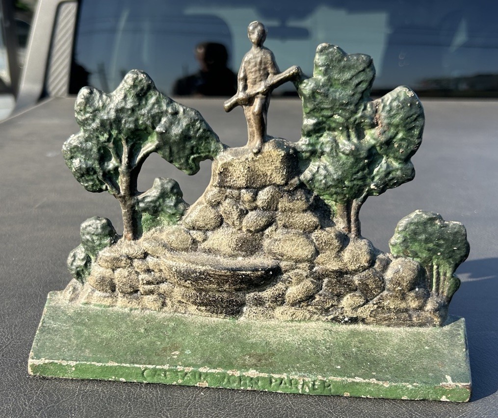 ANTIQUE JOHN PARKER REV WAR SOLDIER CAST IRON MONUMENT STATUE DOORSTOP 8” X 6”