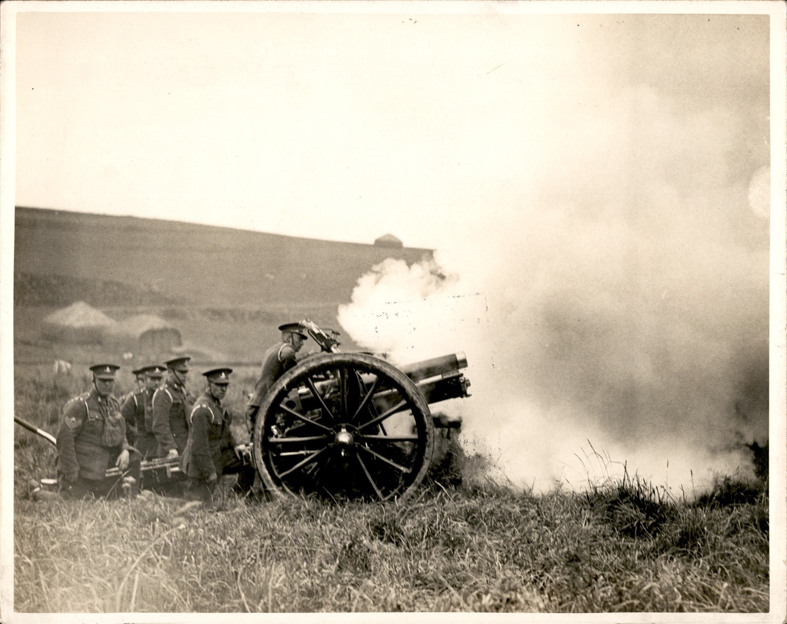 GA315 1931 Original Underwood Photo HEAVY ARTILLERY IN ACTION ON SALISBURY PLAIN