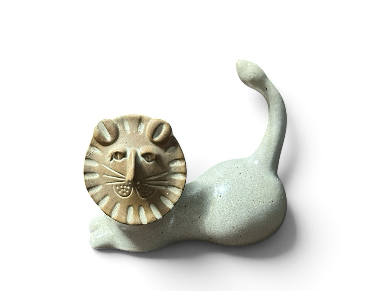 VTG David Stewart Lion Planter 60s Lion's Valley Pottery Stoneware MCM 1960s Tan