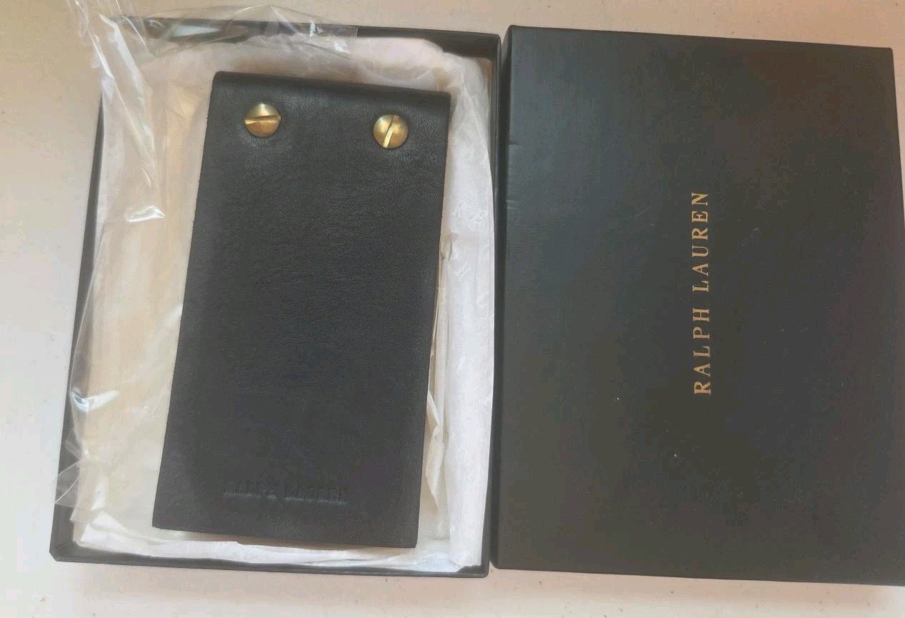 Vintage Ralph Lauren Black Leather Memo Pad—NOS in Original Box Eva Stern Estate