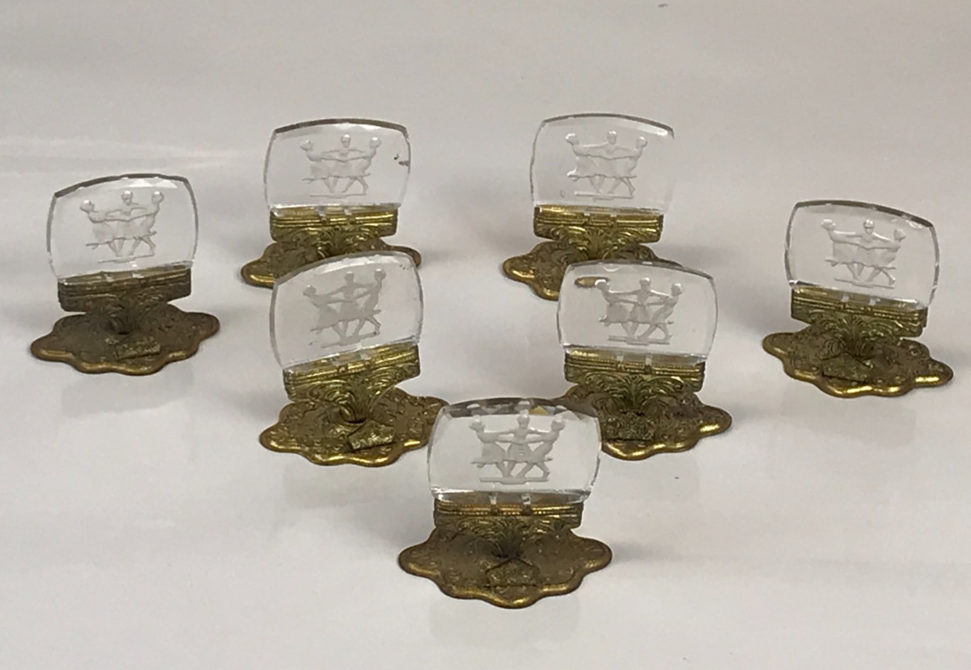 Set of 7 Vintage Czech INTAGLIO GLASS PLACE HOLDERS Dancers Set of 7 Vintage Czech INTAGLIO GLASS PLACE HOLDERS Dancers
