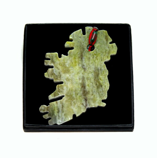 Irish Christmas Ornament Connemara Marble Map of Ireland in Presentation Box