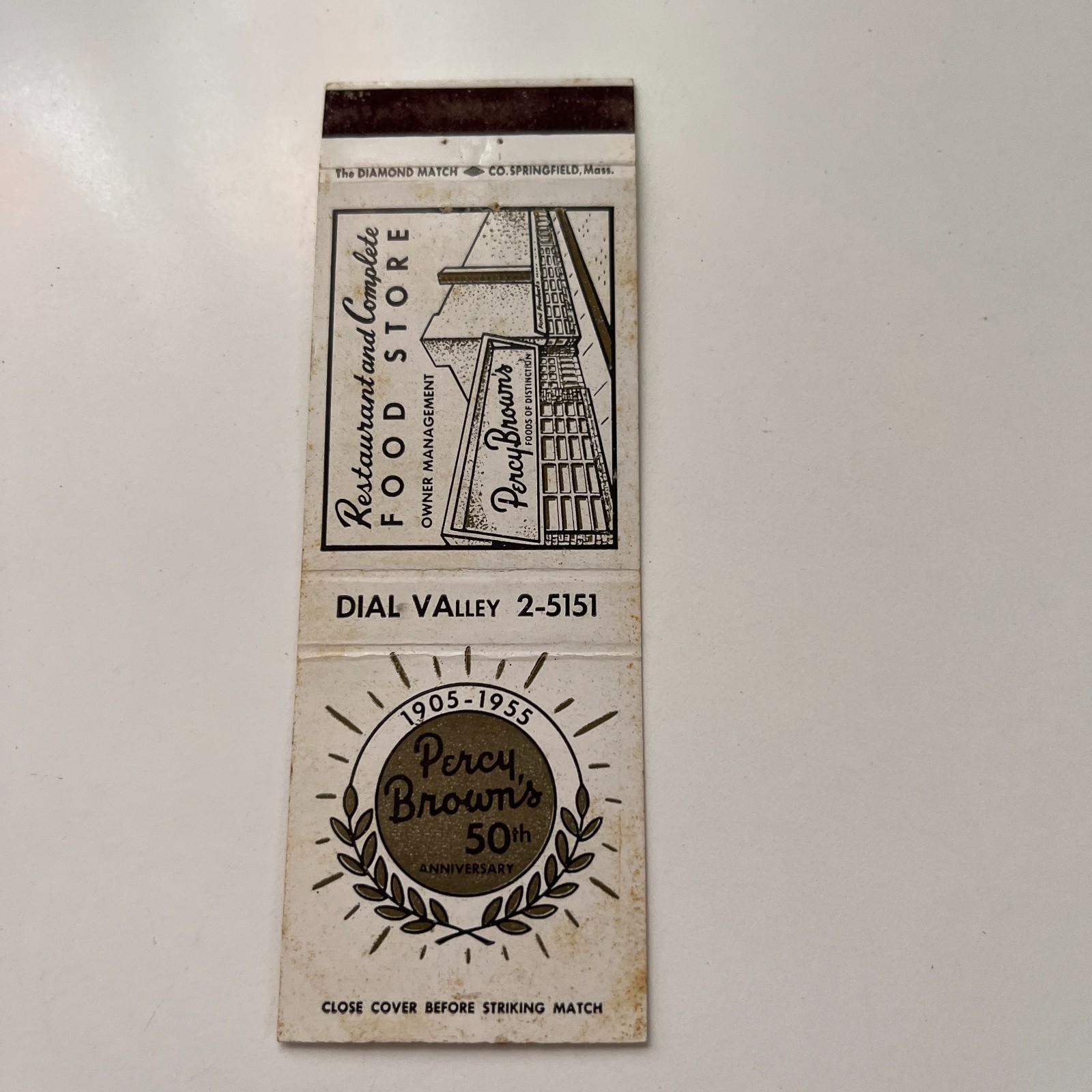 Percy Brown's 50th Anniversary Wilkes Barre PA Vintage Matchbook Cover TMB47-4