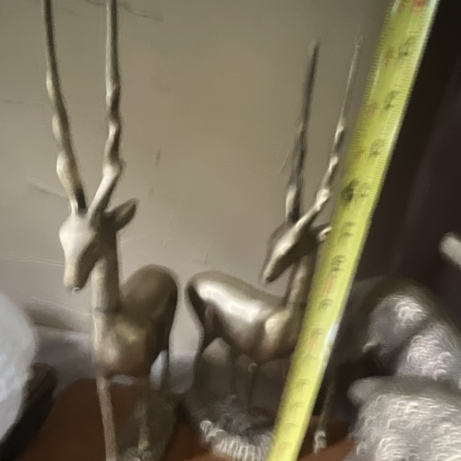 Vintage MCM Brass Gazelle Antelope Statues Pair Large 15.5” Mid Century Modern