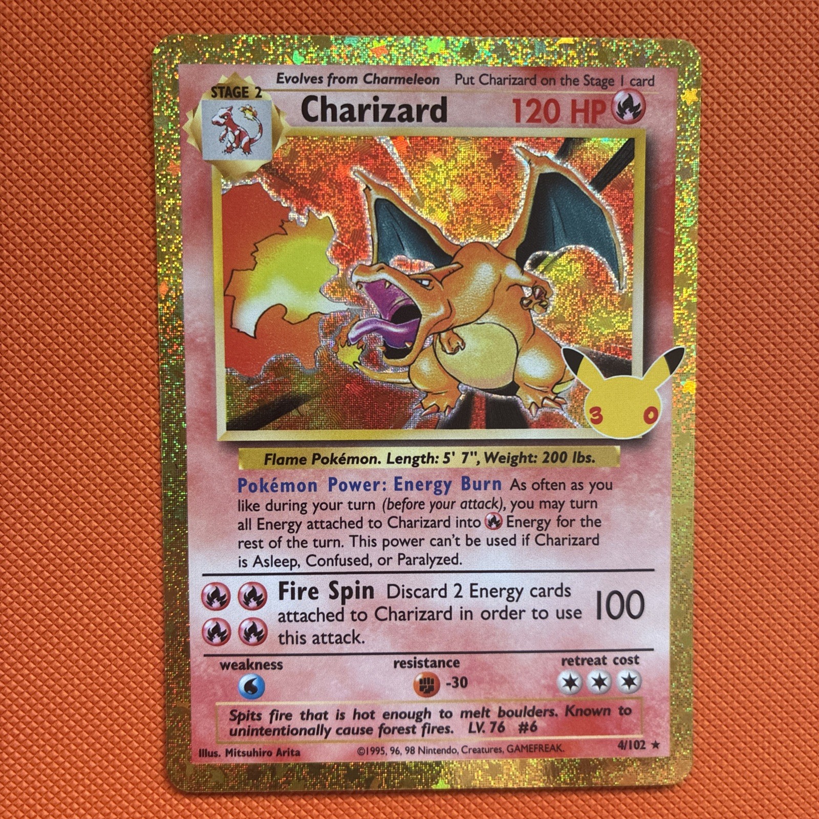 Pokémon TCG Charizard 30th Anniversary Set 4/102 Holo Rare Holo English
