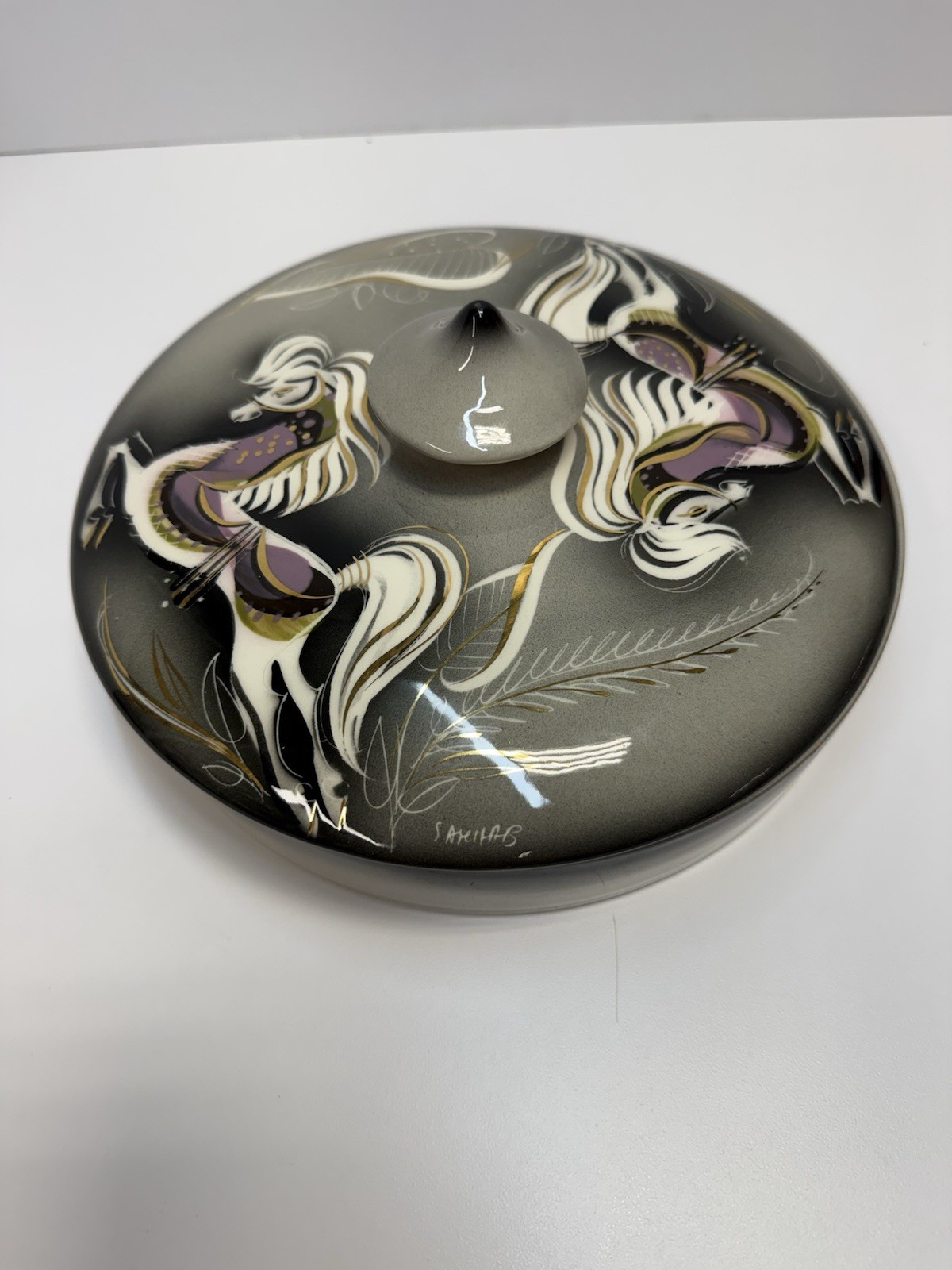 Mid-Century California Art Pottery Sascha Brastoff Star Steed 8.5” covered Dish