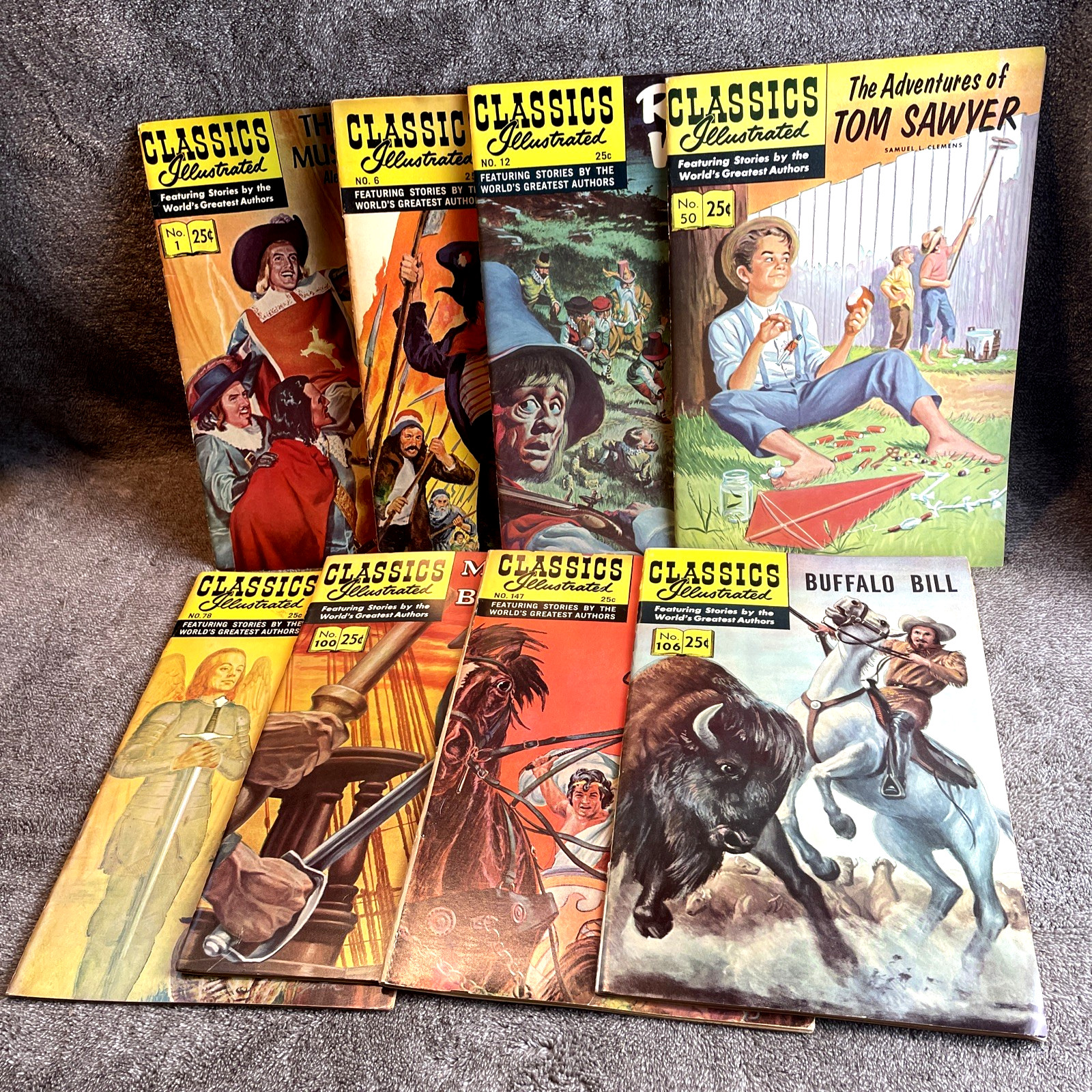 Classics Illustrated Vintage 25c Painted Cover Comic Magazines Lot of 8