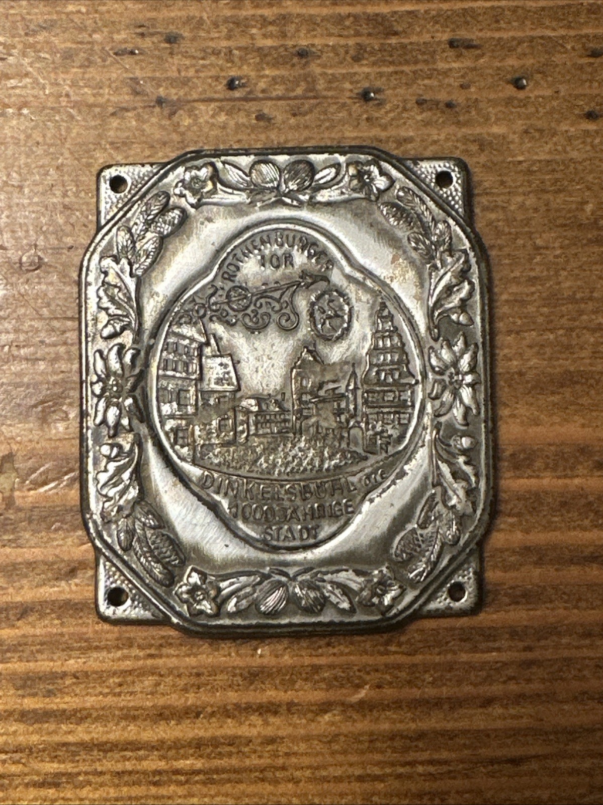 Vtg Rothenburger Dinkelsbühl 1000 Jahrige  STADT Car Badge Emblem Metal GERMANY
