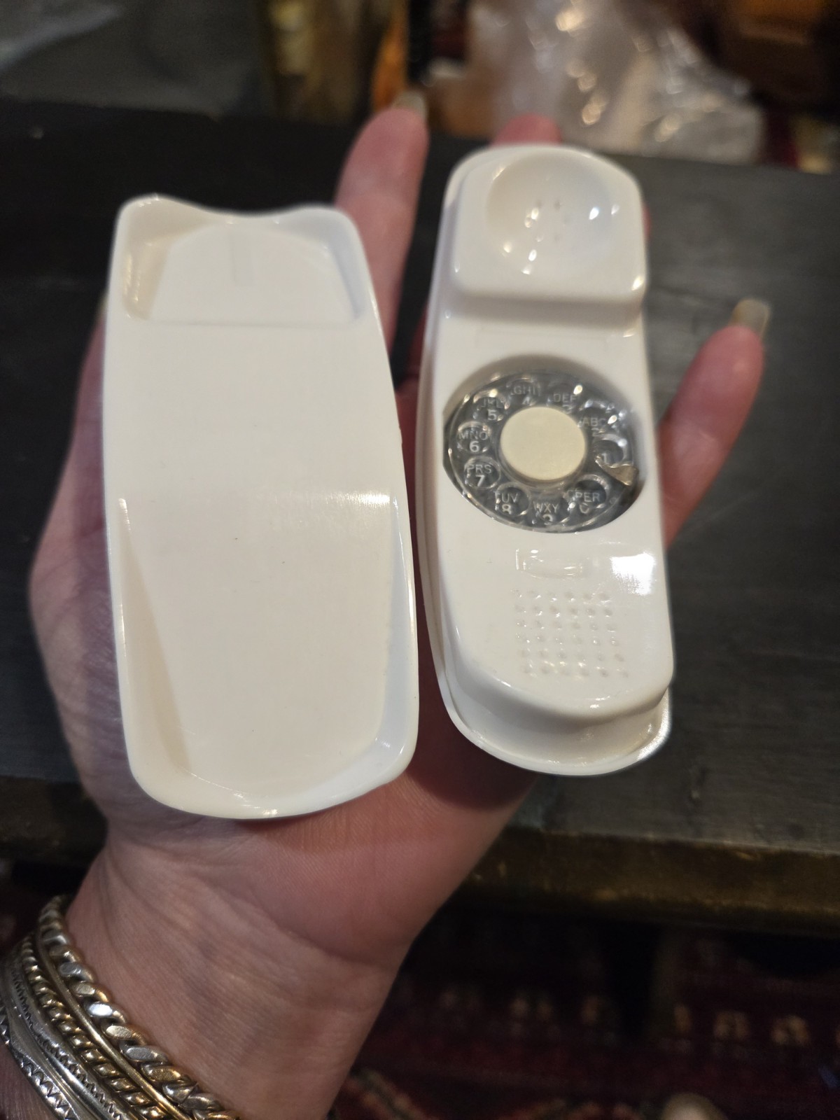 Vintage Miniature Plastic White Slimline Rotary Telephone Salesman Sample