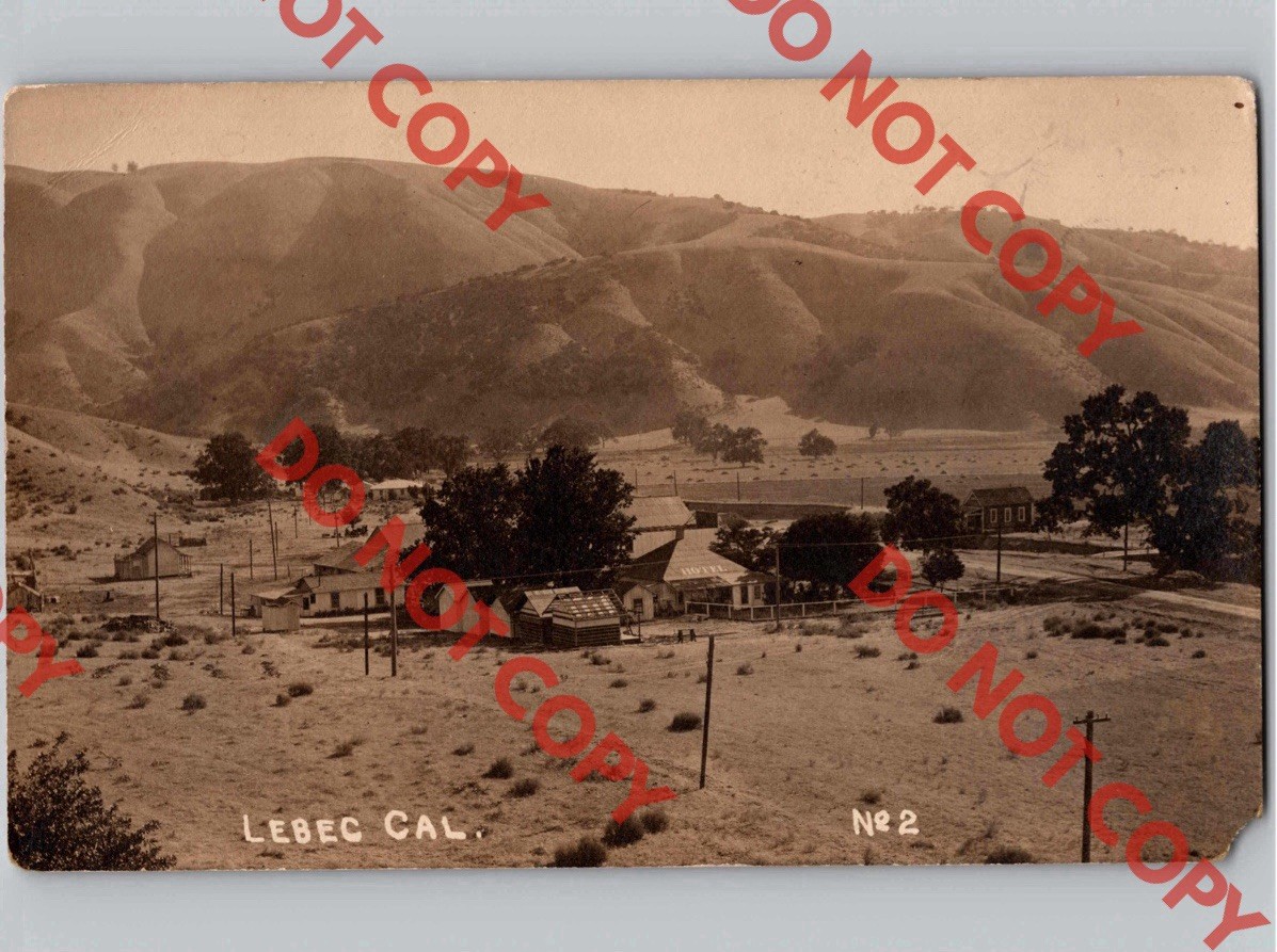 c1910 Birds Eye Aerial View Of LEBEC California CA Kern County Hotel RPPC Photo