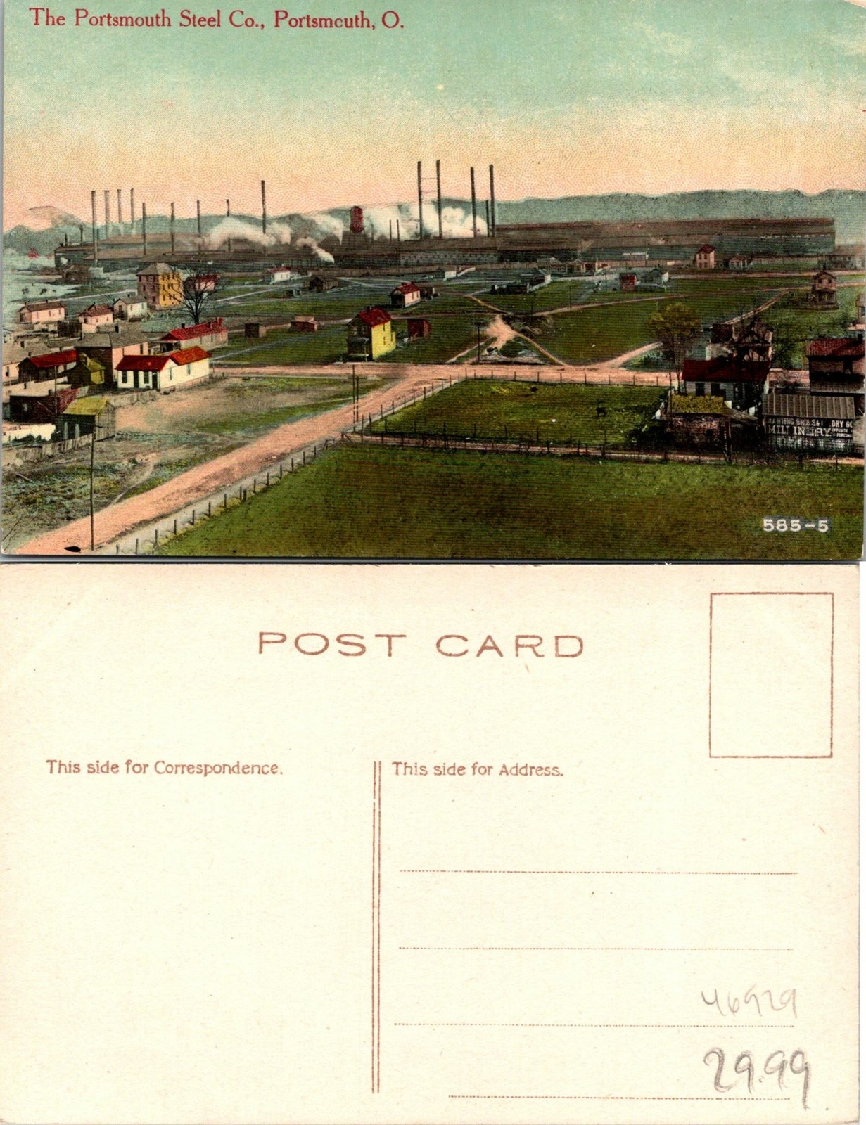 Portsmouth OH Steel CO Postcard Unused (46929)