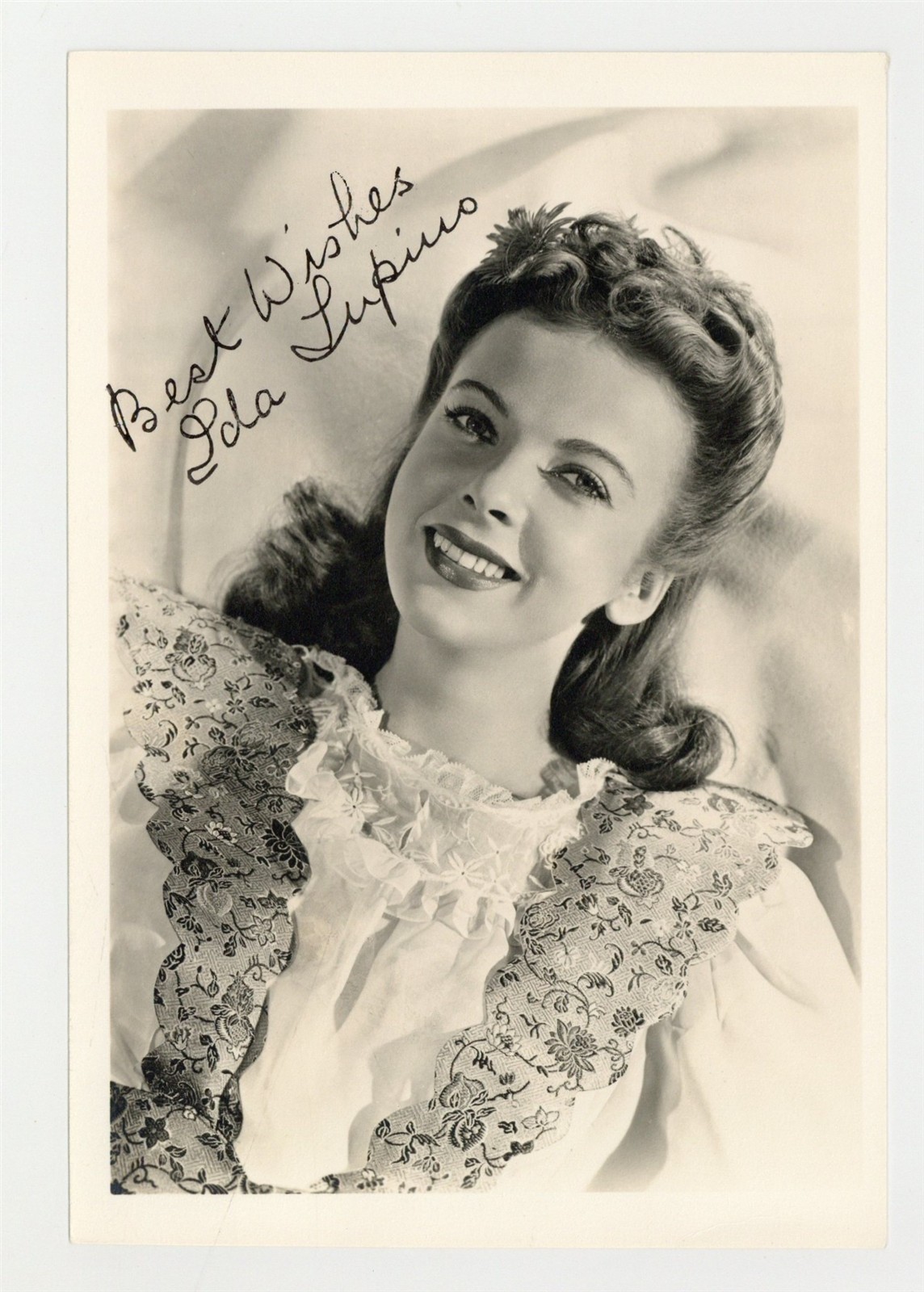 Ida Lupino 1940 Hand Signed 5x7 British American Actress Director Portrait 