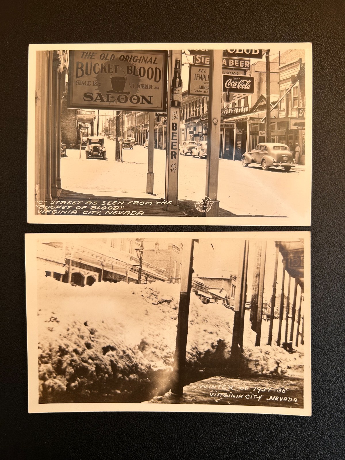 Virginia City, Nevada. Vintage Real Photo Postcards. Set of 2.