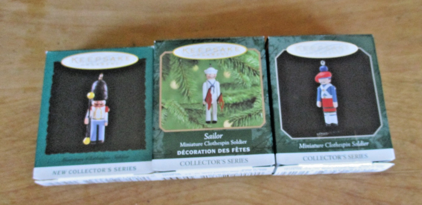 Vintage Hallmark Keepsake Clothespin Soldiers Ornaments, Lot Of 3 In Boxes