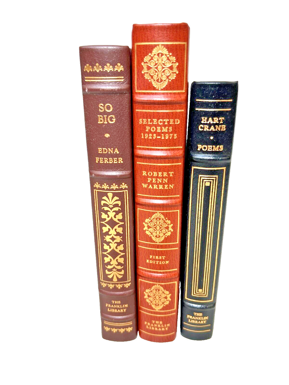 3 Franklin Library Books, Limited or 1st Editions Leather Bound 22K Gold Gilt