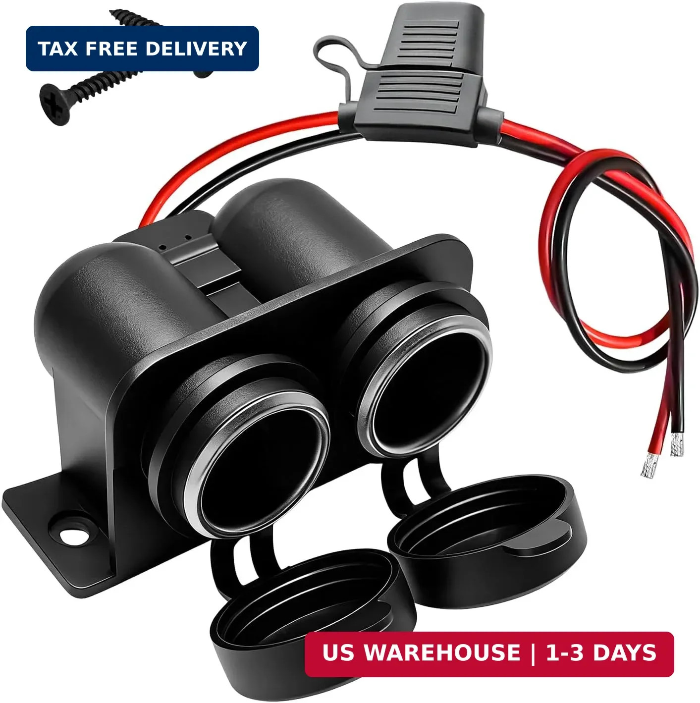 Cigarette Lighter Socket with Blade Fuse, Waterproof Auto Dual Socket Cigarette
