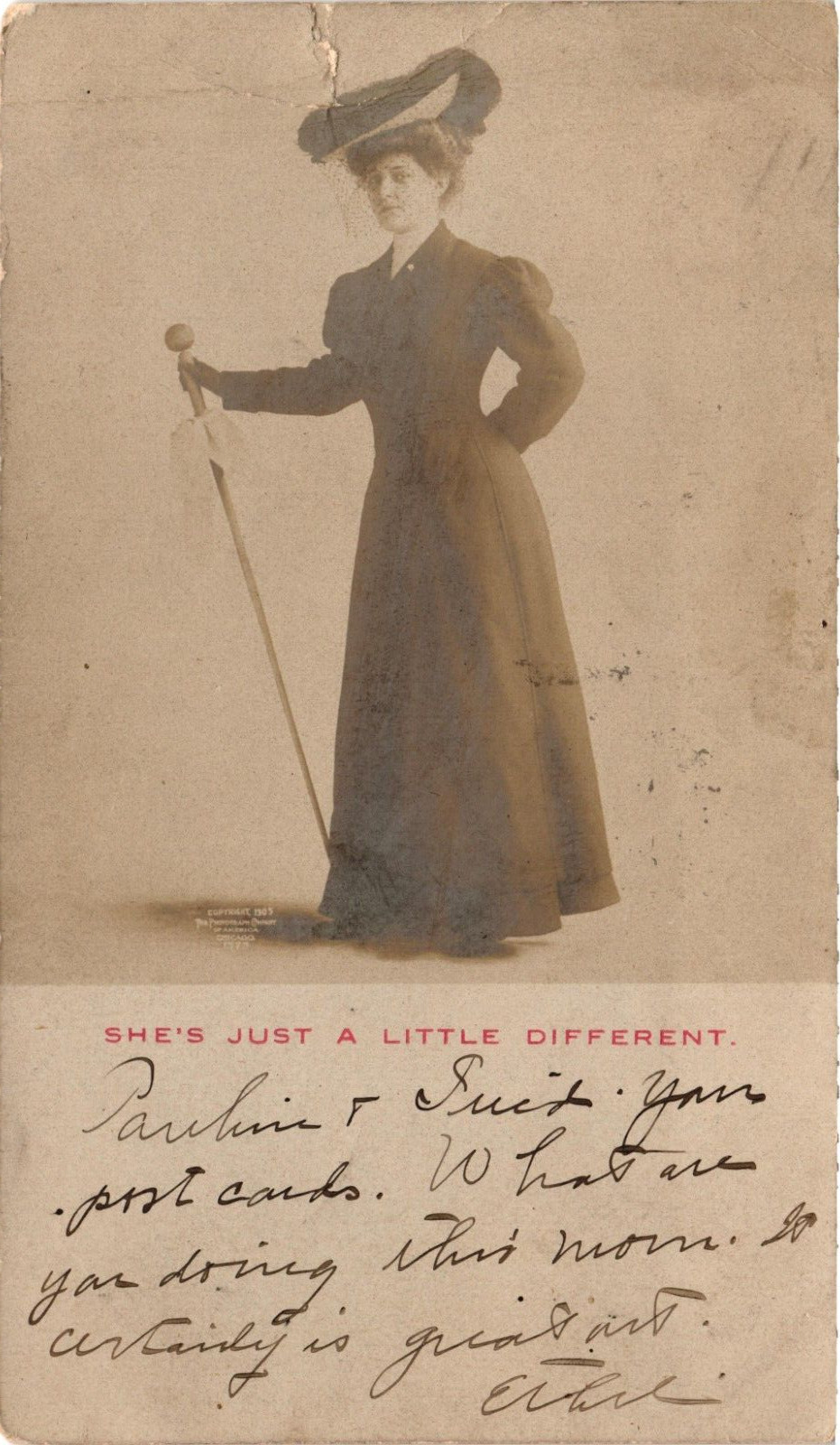 Well-Dressed Woman She\'s Just A Little Different Antique Postcard c1907