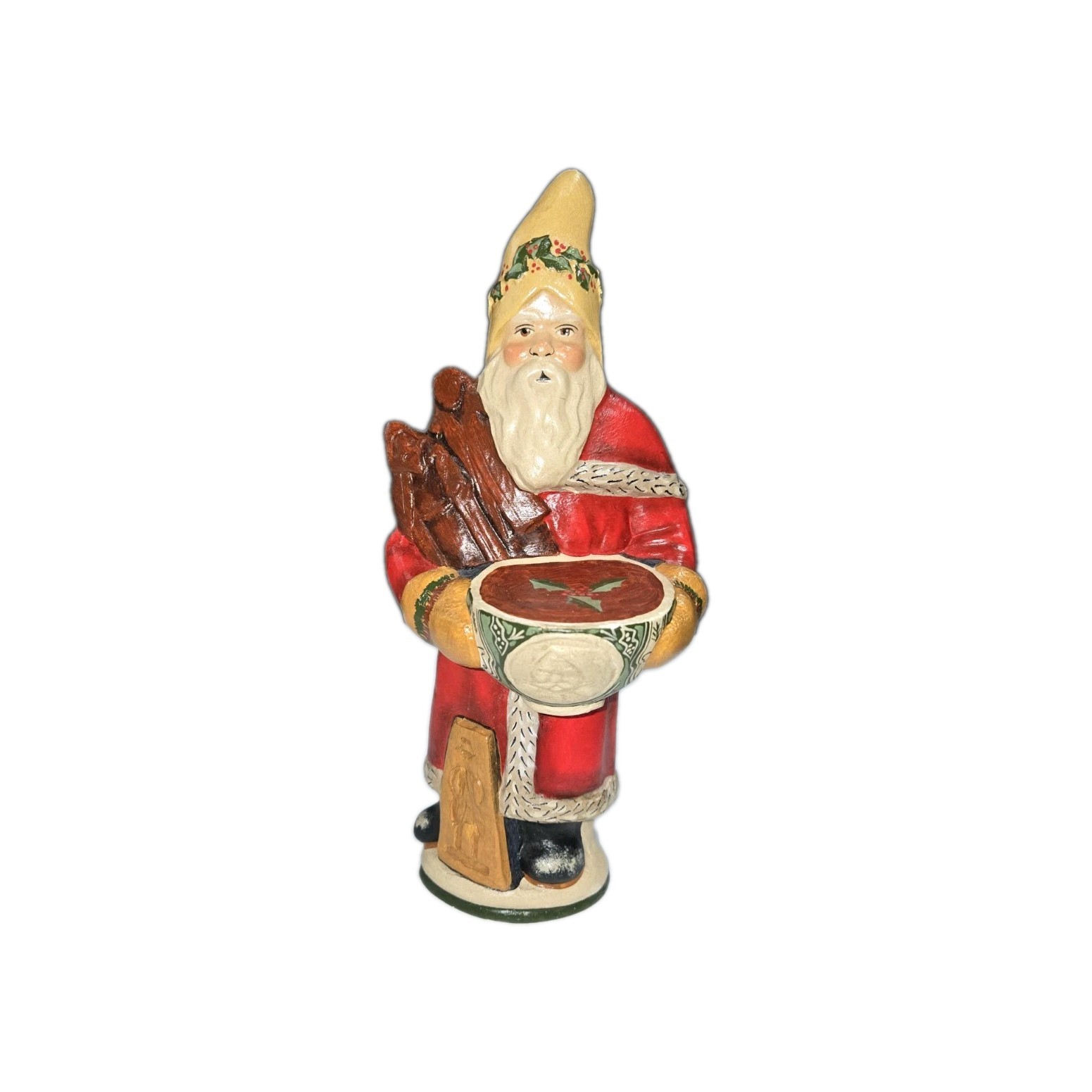 Vaillancourt Folk Art Santa with Punch Bowl #116 Chalkware Figurine w/ Box 