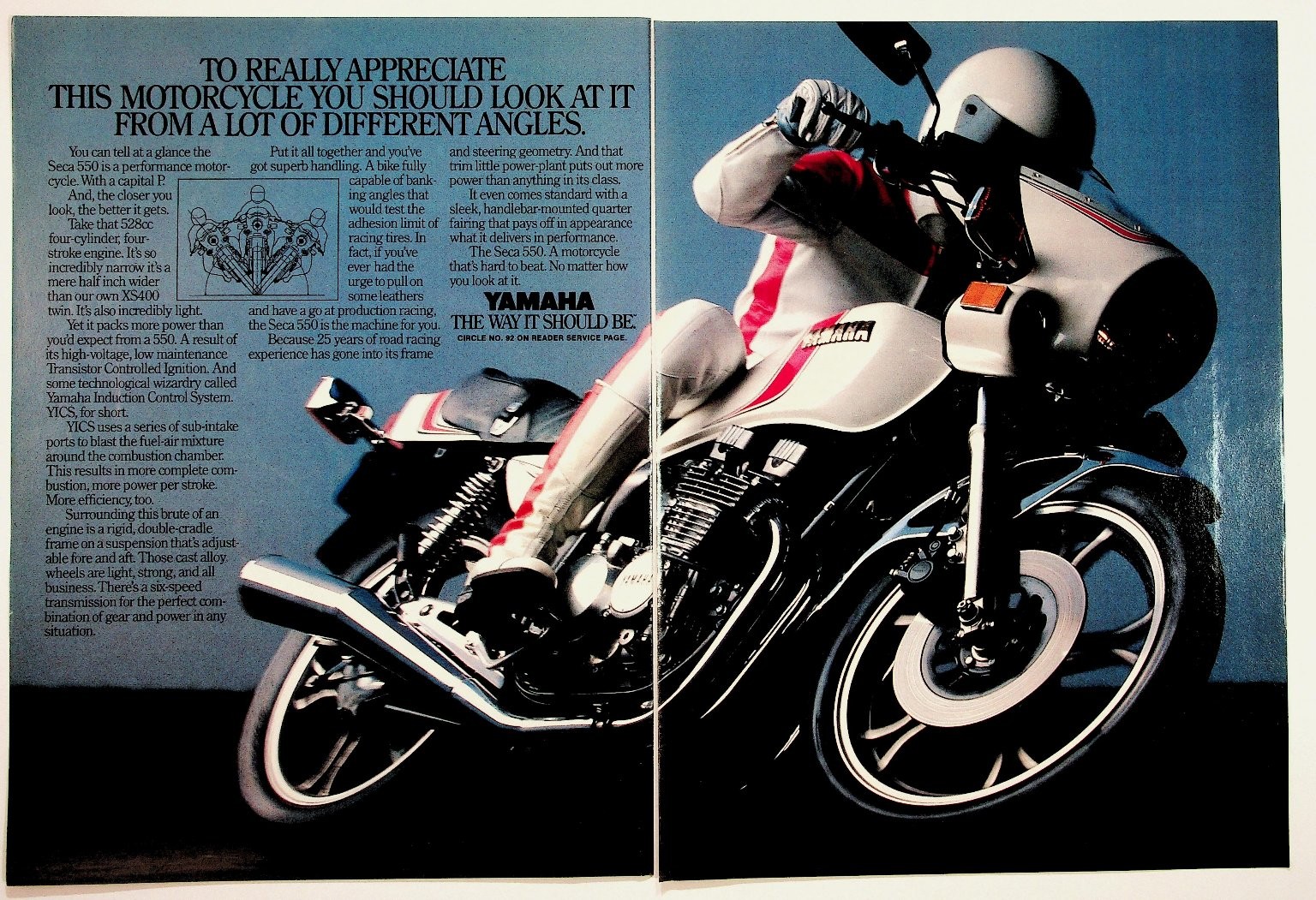 Vintage 1980s Yamaha Seca 550 Motorcycle 2-Page Magazine Ad Ephemera Vintage 1980s Yamaha Seca 550 Motorcycle 2-Page Magazine Ad Ephemera