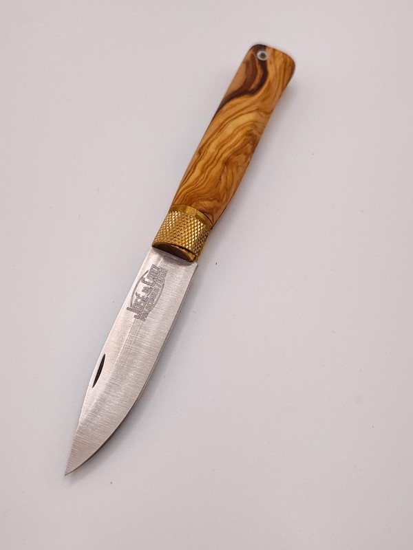 José da Cruz Portuguese Pocket Knife Olive Wood Handle Stainless Steel Blade Tra