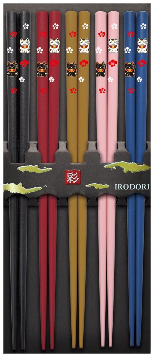 Urban Tokyo Sunlife Irodori 5 Pair Bamboo Chopsticks Set 9in Lucky Cats Urban Tokyo Sunlife Irodori 5 Pair Bamboo Chopsticks Set 9in Lucky Cats