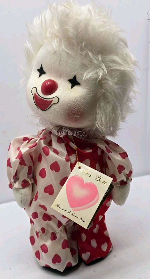 Vintage 1986 Potter Musical Wind Up Clown Doll Head Moves With The Music w/Tag  