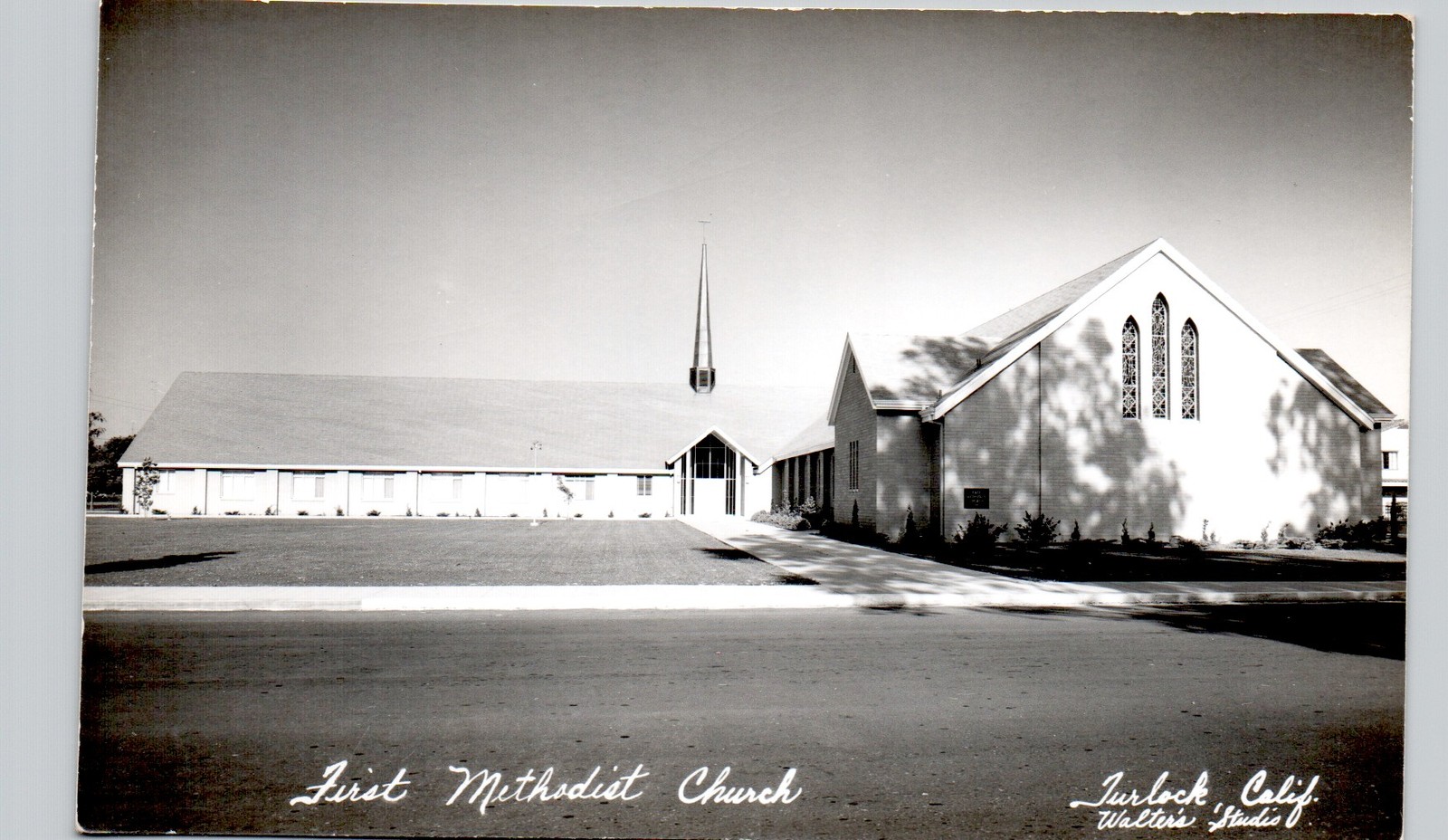 1ST METHODIST CHURCH turlock ca c1950 postcard california real photo rppc