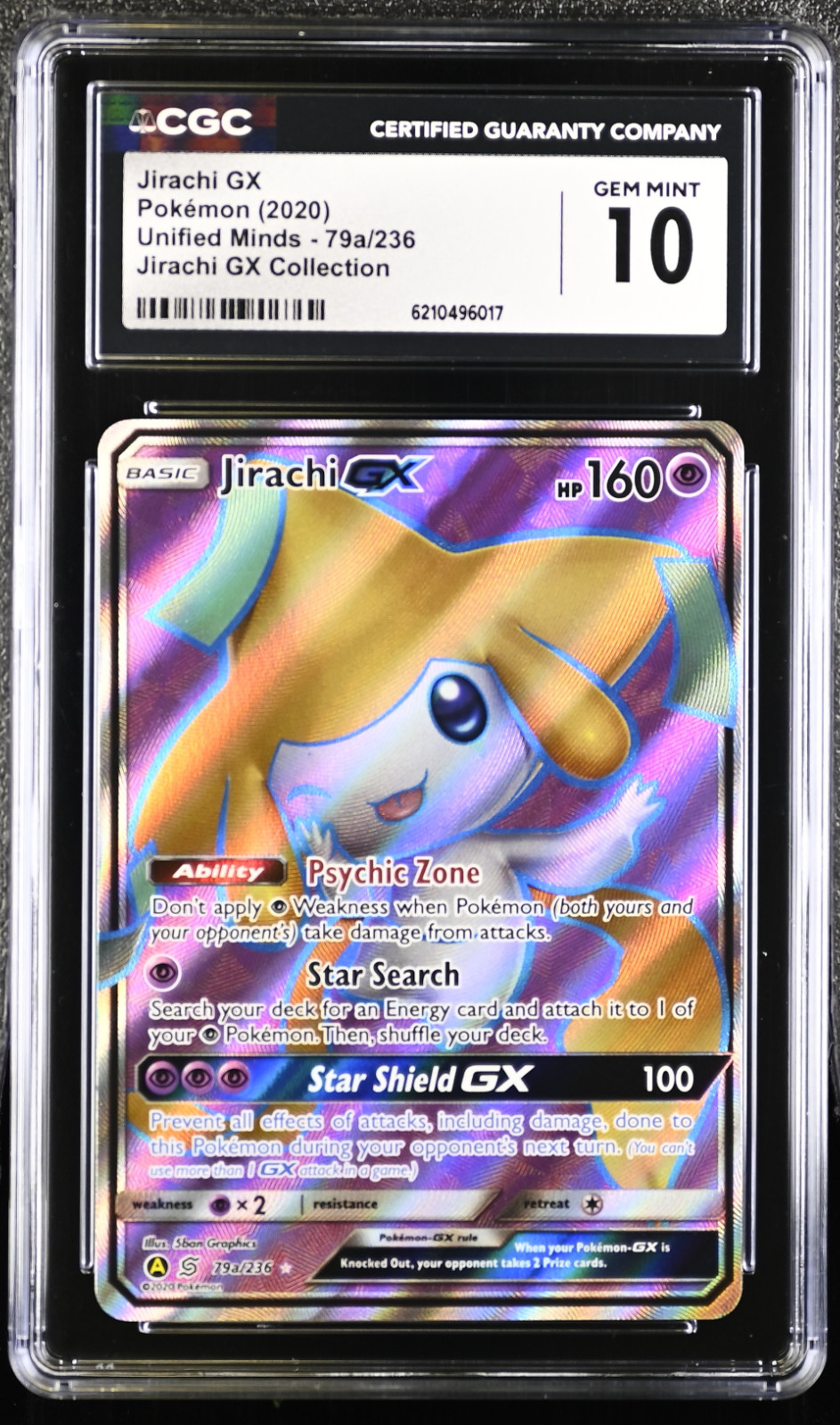 Pokemon Jirachi Gx Unified Minds 79A/236 2020 Alternate Art Collection CGC 10 Pokemon Jirachi Gx Unified Minds 79A/236 2020 Alternate Art Collection CGC 10