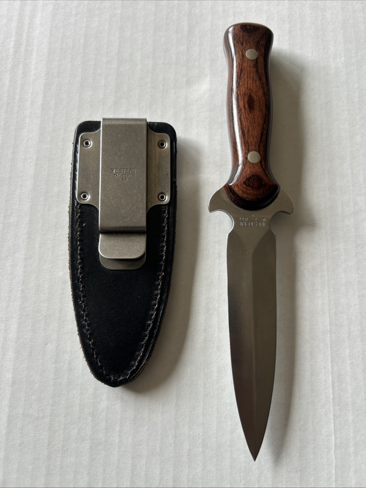 RARE VINTAGE ORIGINAL WESTERN W75 BOOT DAGGER FIGHTING KNIFE AND SHEATH