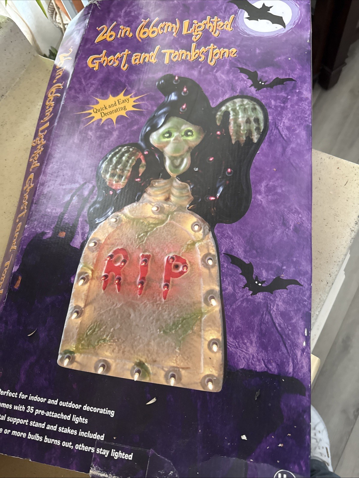 26” Trick or Treat Lighted Tombstone vintage vacuum form retired Halloween w/box 26” Trick or Treat Lighted Tombstone vintage vacuum form retired Halloween w/box