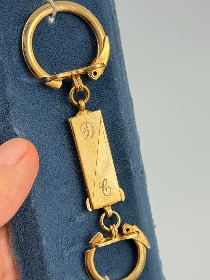 Vintage ELCO Gold Electro Plated Keychain Detachable Ends Monogram Letters DC