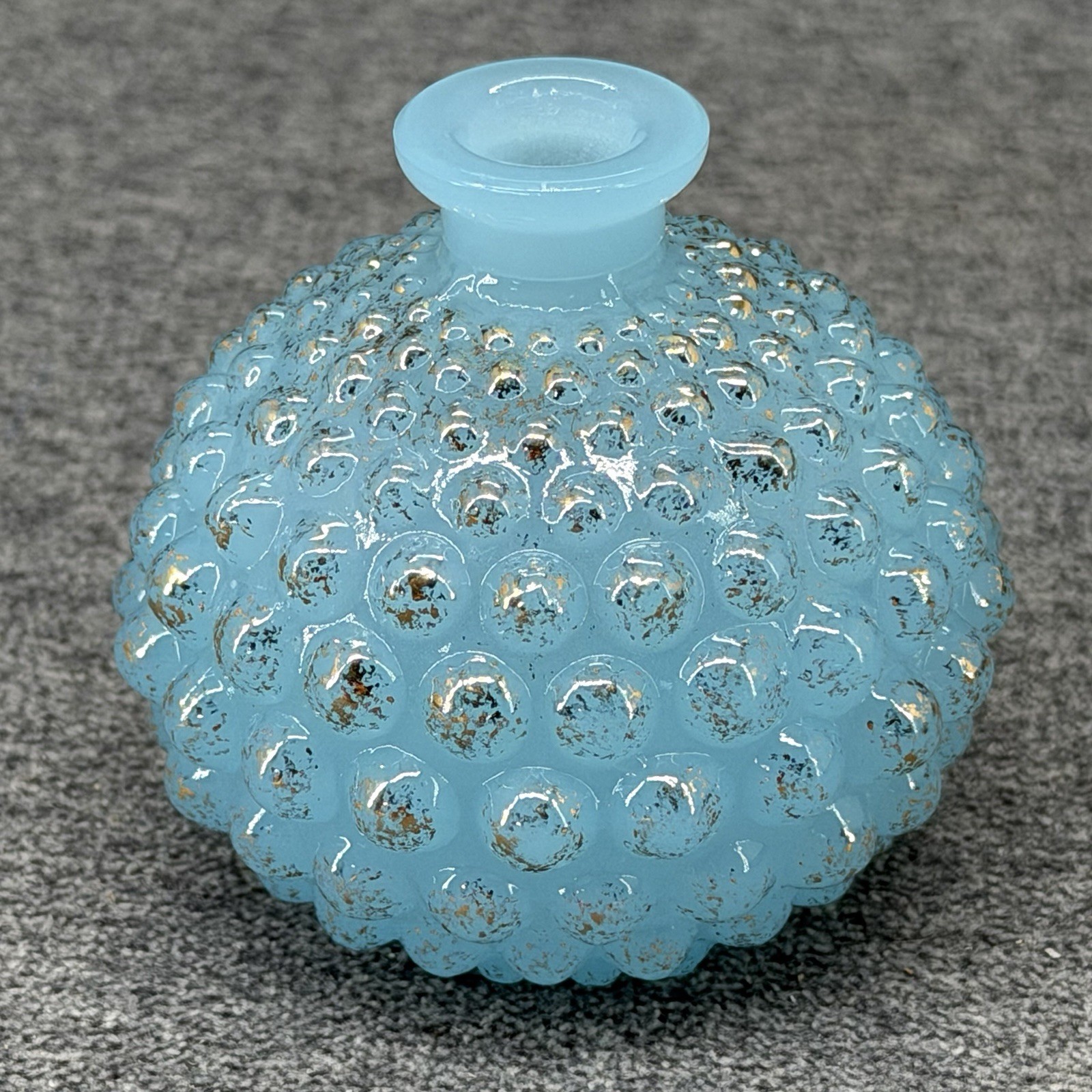 Vintage IW Rice Glass Hobnail Perfume Bottle Mini Vase 2.5\