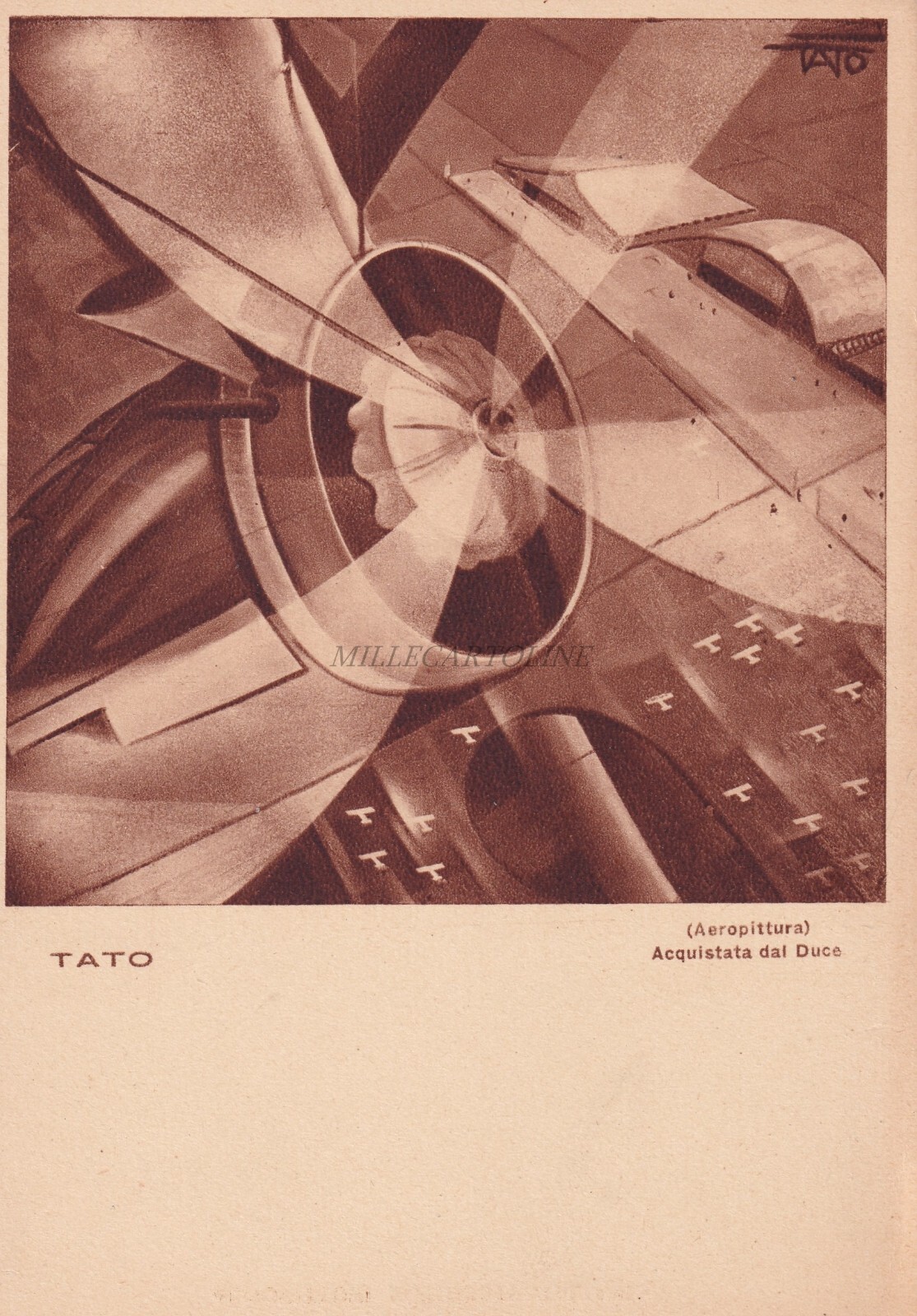 FUTURISM - Tato - Airport purchased by Duce 1934 Postcard