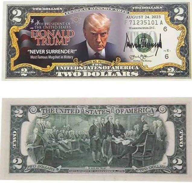 2024 Donald Trump $2 Novelty Dollar Bill Trump Mugshot SHIPS FROM USA