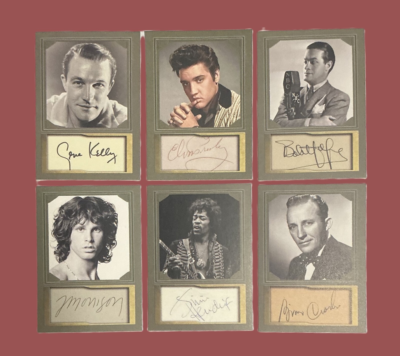 LEGENDS Memorabilia ELVIS Jimi Hendrix Morrison Gene Kelly Crosby Bob Hope Cards