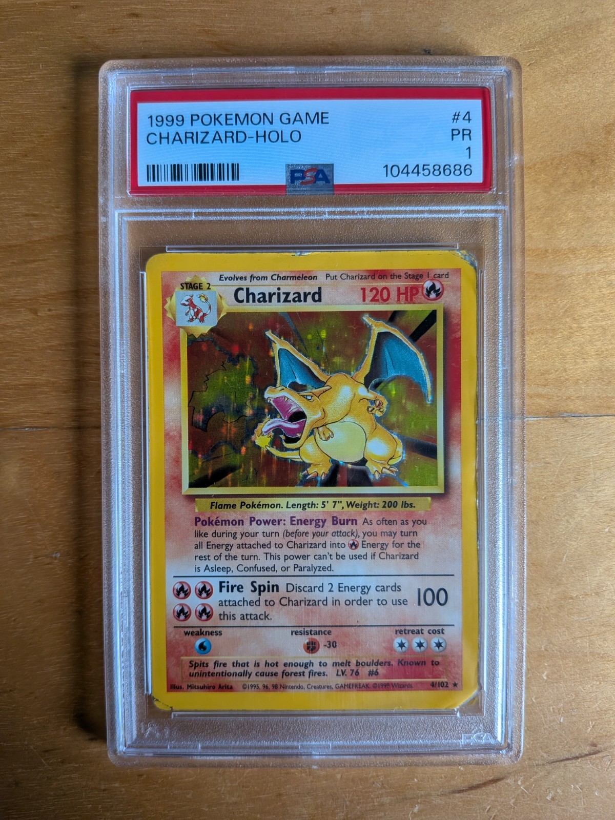 PSA 1 Charizard 4/102 Base Set Holo Pokemon Card 1999