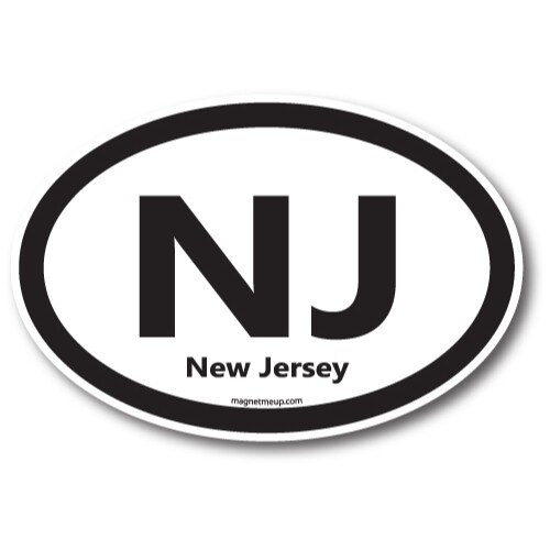 NJ New Jersey US State Oval Magnet Decal, 4x6 In, Automotive Magnet for Car