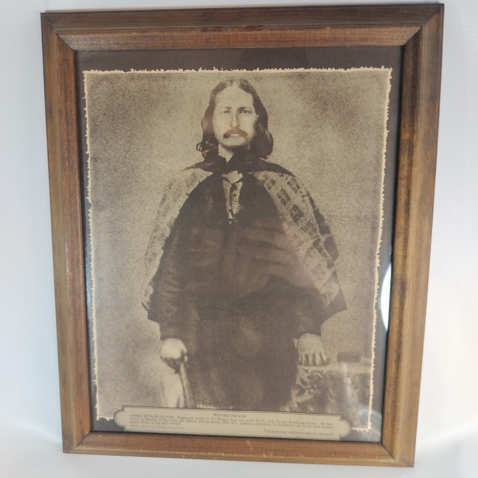 Wild Bill Hickok MCM Portrait Framed Glass 13x11\