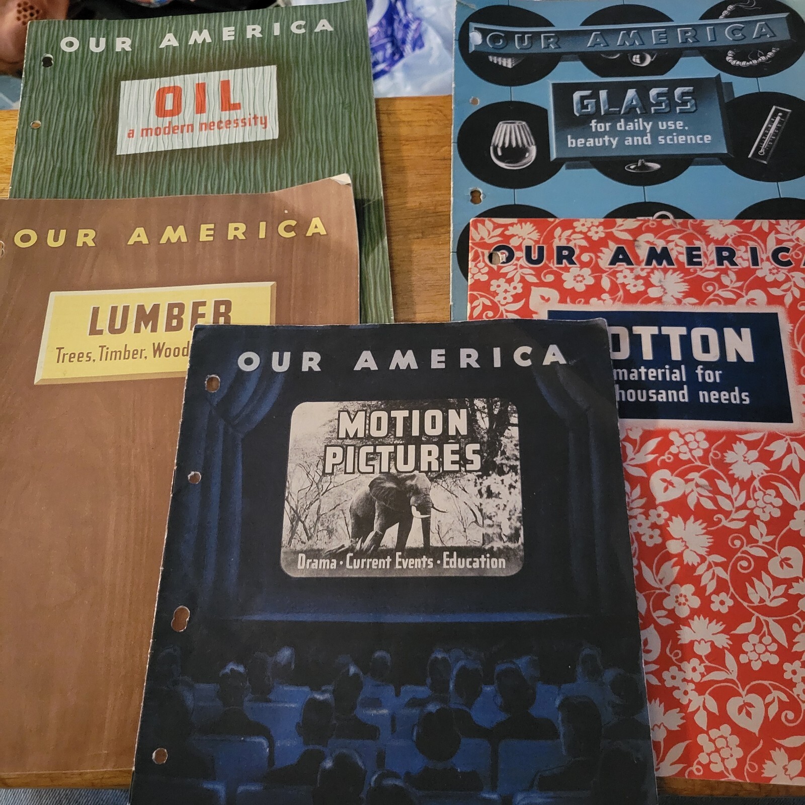 5- 1940'S OUR AMERICA booklets by CocaCola -oil, glass, cotton Motion Pictures