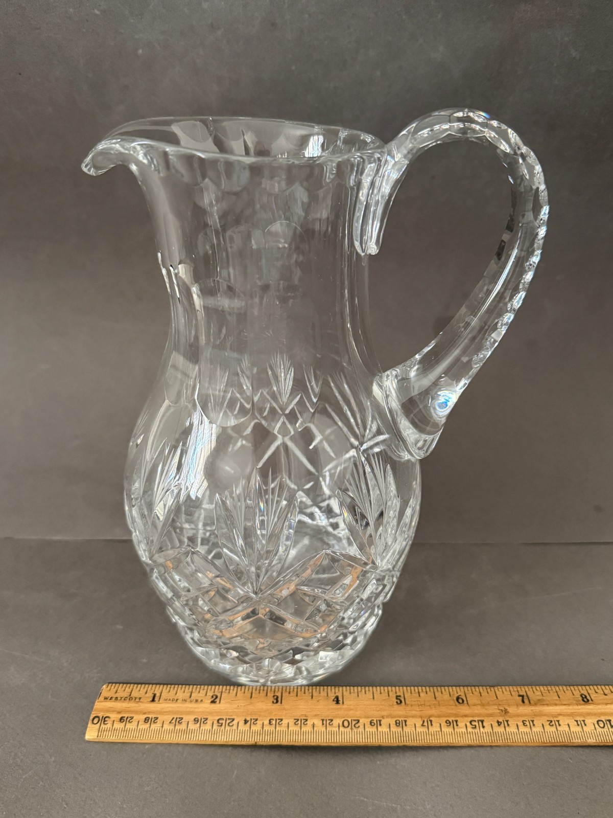 HEAVY LEAD CRYSTAL PINEAPPLE FAN DESIGN PITCHER JUG VINTAGE HEAVY LEAD CRYSTAL PINEAPPLE FAN DESIGN PITCHER JUG VINTAGE