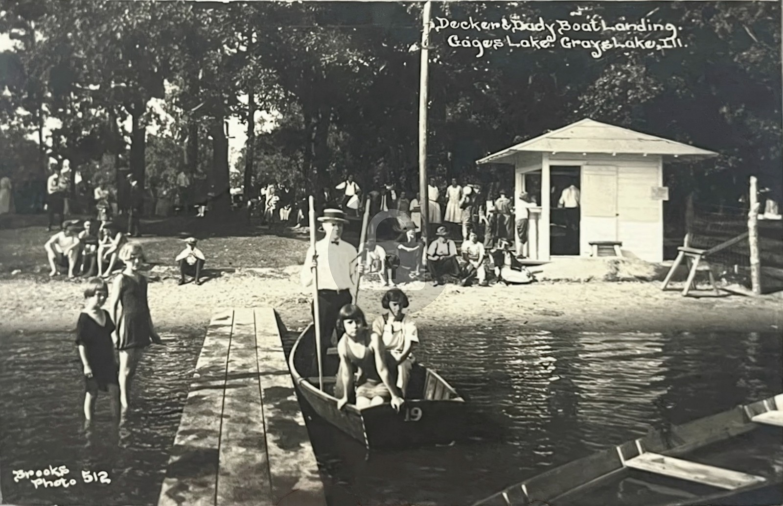 1924 Gray's Lake Illinois Decker Boat Landing Gages Lake RPPC Postcard COPY 1924 Gray's Lake Illinois Decker Boat Landing Gages Lake RPPC Postcard COPY