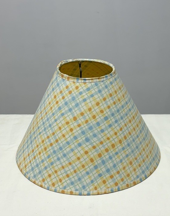 Vintage Paterson Shade Co Lamp Shade Dots Lines Orange Blue Yellow Beige